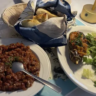 Ezme and stuffed eggplant appetizers