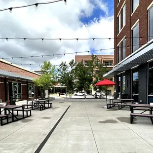 Shared Patio Area (The Flying Cow Left and Strang Hall Right)
