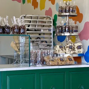 Inside counter, Annasore's chocolates for purchase .