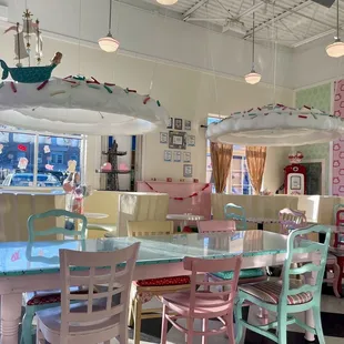 the interior of a diner