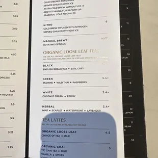 menu