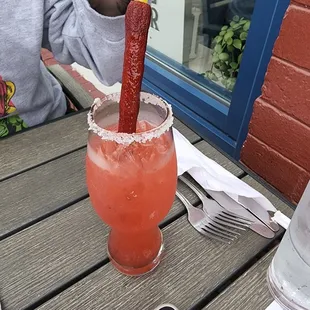 Vampiro margarita.  Delicious if your into the sweet and spicy this would be great for you!