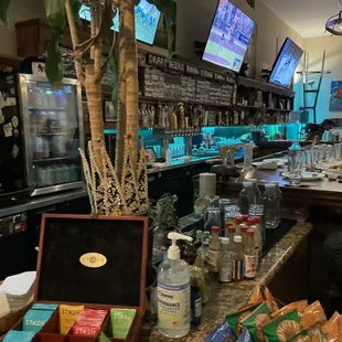 a bar with a variety of snacks