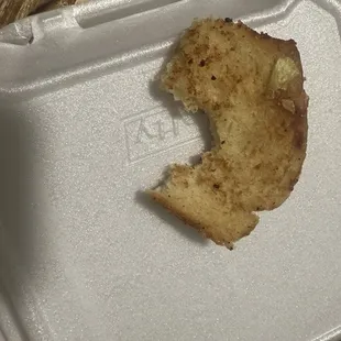 Bite mark taken from my to go order by the staff