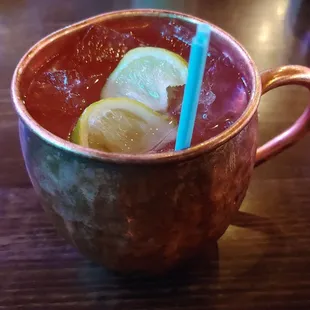 Blueberry pomegranate mule on a Sunday morning! This was delicious!