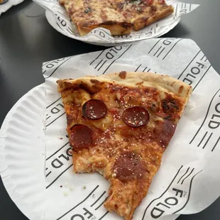 Pepperoni, Sicilian and Grandmas pizzas All are excellent.