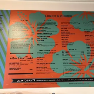 Lunch menu