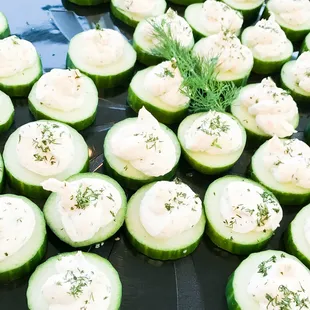 Cucumber Canapes with creamy whipped chevre