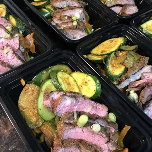 a variety of meat and vegetables