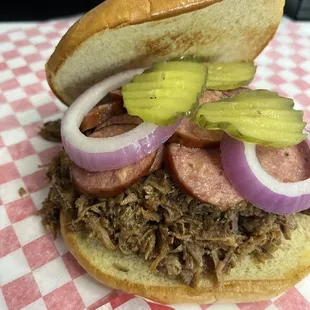 BBQ sandwich with sausage