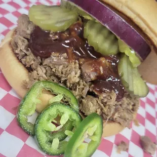 Chopped BBQ brisket.
