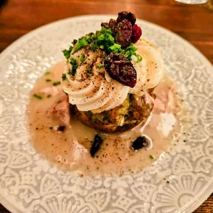 For Thanksgiving season: Food Market&apos;s take on stuffing, turkey, and mashed potatoes. A highlight.
