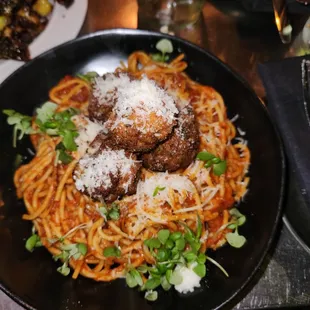 Spaghetti and Crab Meatballs