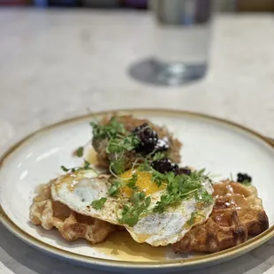 Duck confit with waffles