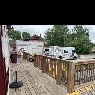 food trucks parked on the deck