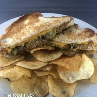Green Chile brisket grilled cheese