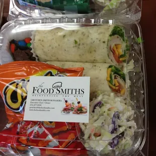 Boxed Lunches: turkey club with traditional slaw, chips and a brownie.