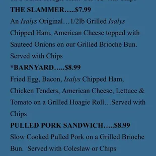 Some of the many sandwiches