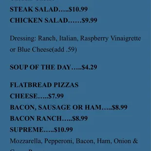 Salads and other menu items