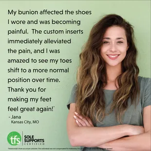 Customer testimony on Custom inserts for Bunions