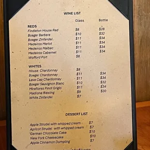 menu