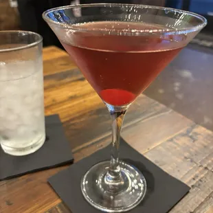 Prickly pear blackberry martini. Do not recommend. Can't taste the prickly pear and it was very artificial tasting.