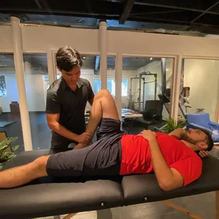 Justin testing hip mobility