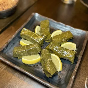 Grape leaves - rice, olive oil, lemon, garlic, herbs