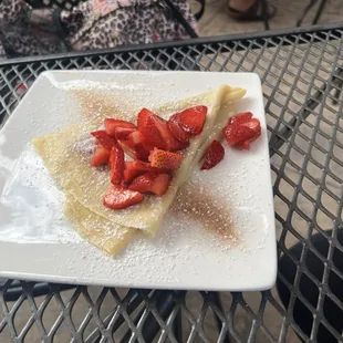 Cinnamon Sugar Crepe with strawberries