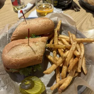 Walleye sandwich with sour cream and chive fries. Worth it!