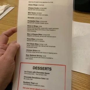 Streak Room Menu Side 2