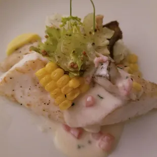 John Dory with Summer corn and caviar butter sauce