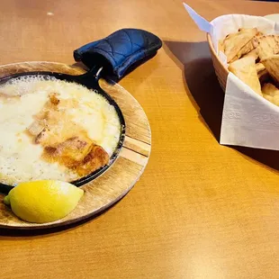 Delicious Saganaki (Flaming Cheese) .