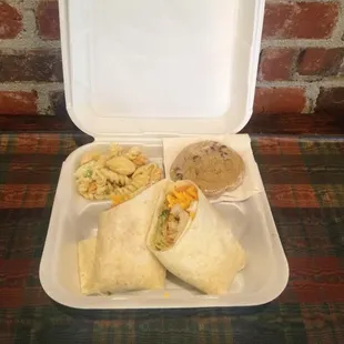 Try our Wrap Box Lunch!  Any Wrap, a side, and a cookie!