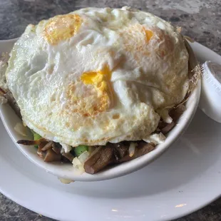 a bowl of food on a table