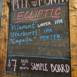 Beer of the Month board.