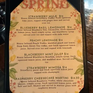 The Spring Cocktail specialties