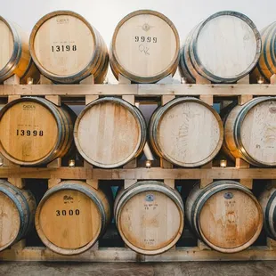 Wine barrels inside