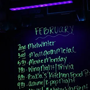 Upcoming shows are put of the glowing board!