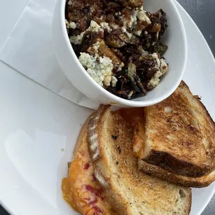 Grilled Cheese Sandwich with tomato Caramelized Brussels (10/10)