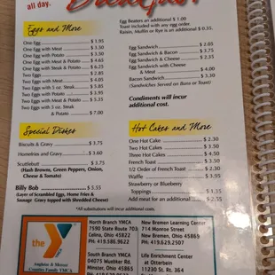 Here's the menu, ads and all!