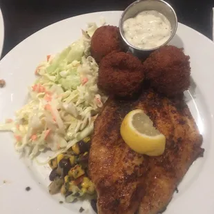 Blackened catfish and coleslaw