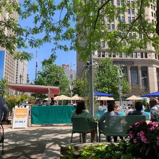 people sitting on park benches