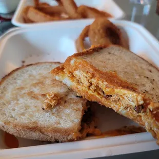 Buffalo chicken grilled cheese