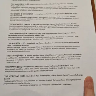 Drank menu and my gorgeous ring