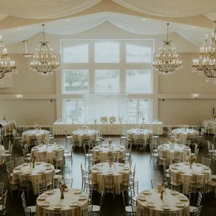 Reception space (or ceremony space if bad weather- they transform it so well)