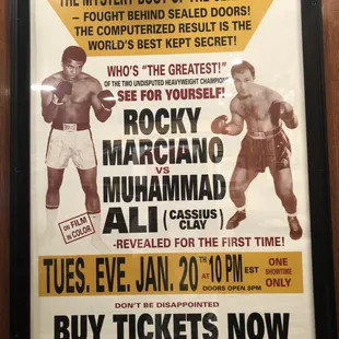 Cool poster of Ali boxing match.