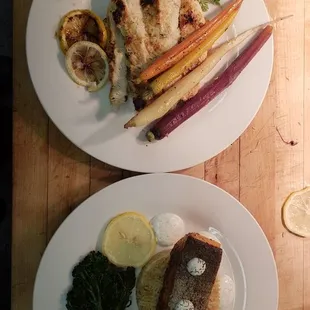 Pam Seard Salmon  and Rustic Chicken with Carrots