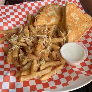 Grilled cheese and garlic fries