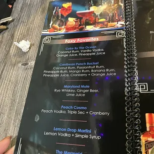 Drink menu